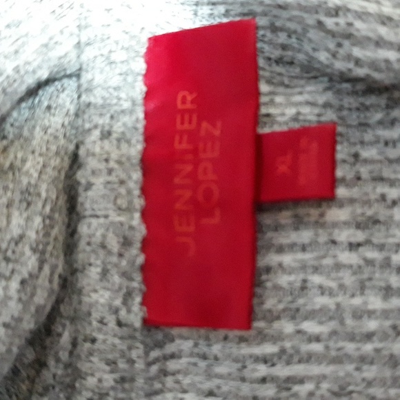 Gray Jennifer Lopez Knit Sweater Dress Holiday Sparkle Trim - Picture 7 of 8